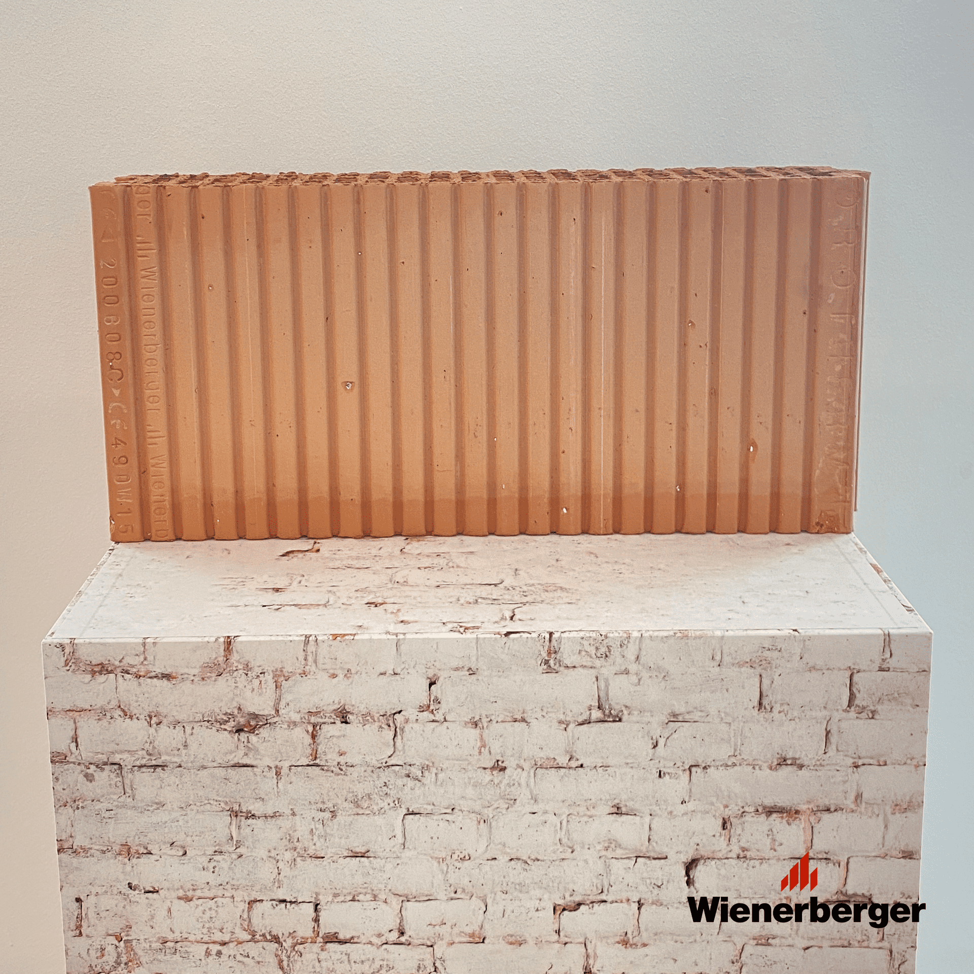 Textured brick wall as an artistic representation of digitization on the CANCOM smART Walk.